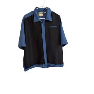 XL‎ Men's Barrett-Jackson Black Blue Cubavera Button Down Short Sleeve Shirt